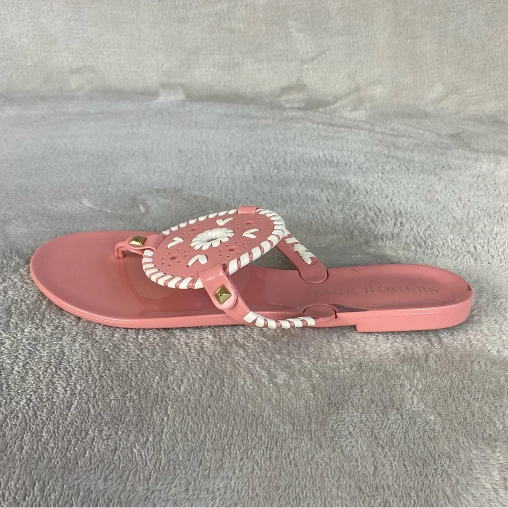 Jack Rogers Georgica Womens Flip Flop Sandals Size 9 Rose Pink White Jelly